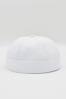Beyaz Hiphop Docker Şapka %100 Pamuk Katlamalı Cap