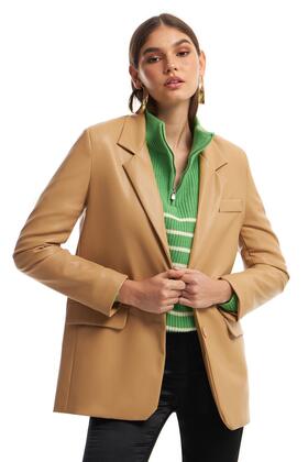 Blazer Deri Ceket Camel