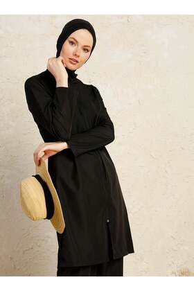 Full Covered Swimsuit - Black - Swimsuit Bella