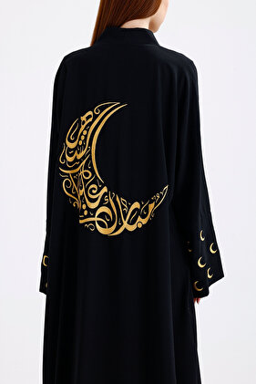 Black Ferace with Ramadan Crescent Pattern