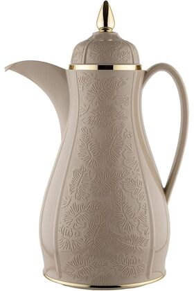 قارورة فلورا للقهوة والشاي، الحجم: 1 لتر، اللون: أبيض/ذهبي