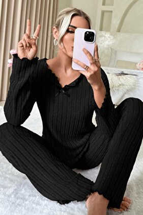 Сезонний бавовняний піжамний комплект з бантиками