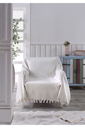 غطاء أريكة كرسي بذراعين طبيعي، أريكة واحدة إكرو 160x160