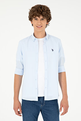 Men's Light Blue Long Sleeve Basic Shirt 50288629-Vr003