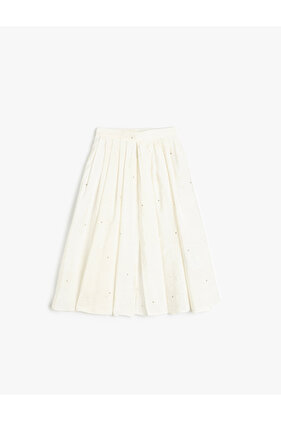 Pileli Viskon Kumaş A Kesim Basic Midi Etek