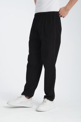 Hambez Black Elastic Comfortable Fit Cotton Track Pants