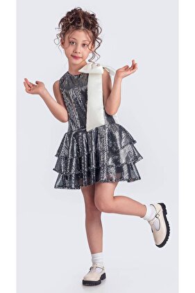 فستان بناتي مزين بالترتر اللامع