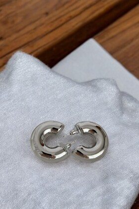 Kalın Halka Boru Midi Boy Küpe- Tombul Halka C Bombeli Hafif Halka Küpe