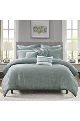 طقم لحاف مزدوج من جويل، ١١ قطعة | أزرق مائي، ٢٦٩ × ٢٣٤ سم