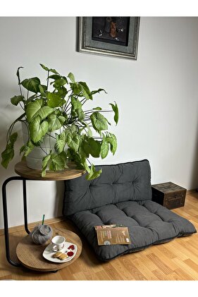 وسادة أرضية – وسادة أرضية من أنثراسيت بتصميم مريح وأنيق للحديقة والبليت باللون الأسود