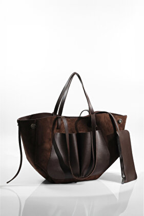 Women's Brown Suede Hand and Shoulder Bag
