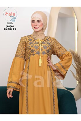 جلابية استقبال قطن ون سايز  الخامة كتان