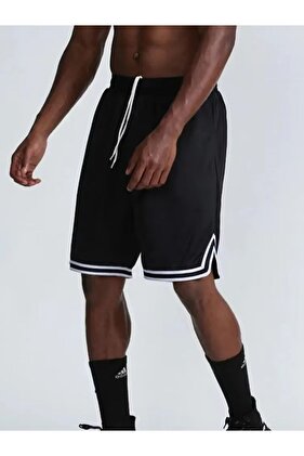 شورت رجالي أسود لكرة السلة وكرة القدم مخطط من القطن الممشط للياقة البدنية والتمارين الرياضية والجري