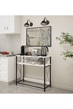 طاولة ركن القهوة، طاولة كونسول المدخل، لترتيب وتنظيم احتياجاتك - أبيض / أسود