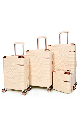 مجموعة حقائب سفر نسائية من مورانو مكونة من 4 قطع باللون البيج مقاس 28 بوصة - 24 بوصة - 20 بوصة - 14 بوصة.