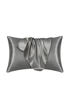 غطاء وسادة رمادي غامق مقاس 51 سم 66 سم غطاء وسادة من شعر الساتان الحريري غطاء وسادة مريح C