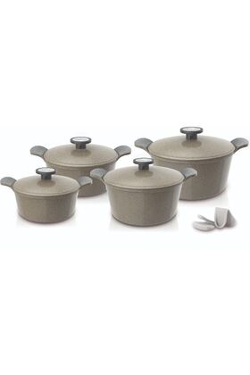 طقم أواني طهي جرانيت إكستريما مكون من 8 قطع، بيج. 20سم - 24سم - 26سم - 28سم