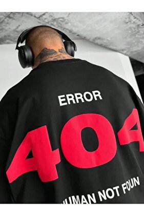 Ανδρικό μπλουζάκι μαύρο Error 404 με στάμπα Oversize