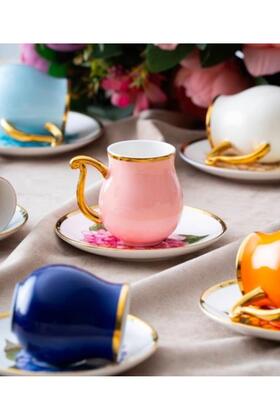 طقم فناجين قهوة تركية من البورسلين من إيفانورا مكون من 6 أشخاص