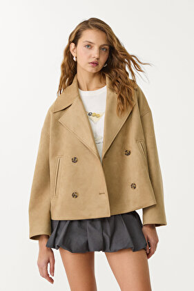 Kruvaze suni kürk ceket