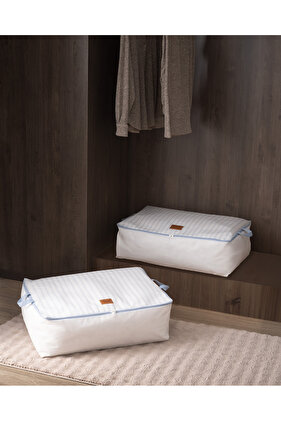 حقيبة بيضاء/أزرق فاتح Nuage مكونة من قطعتين تحت السرير