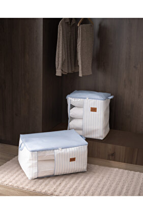 حقيبة نوادج بيضاء/أزرق فاتح مع نافذة