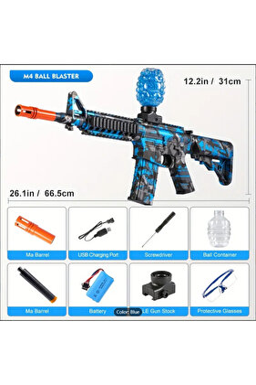 لعبة مسدس الكرات الكهربائية M4 M416 الزرقاء المثيرة للأطفال والكبار - عالية السرعة، بلمسة نهائية معدنية، قابلة لإعادة الشحن