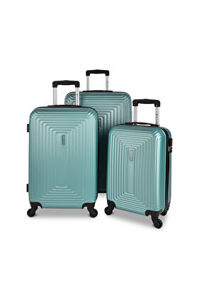 مجموعة حقائب سفر صلبة، حقيبة سفر بعجلات من مادة ABS، مع قفل مركب و4 عجلات NT801/3P-L باللون الأخضر