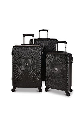 مجموعة حقائب سفر صلبة، حقيبة سفر بعجلات من مادة ABS، مع قفل مركب و4 عجلات NT803/3P-أسود