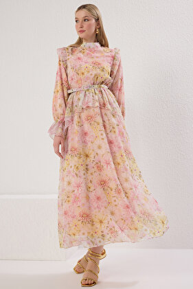 Multicolor Chiffon Lined Woven Floral Dress Tctss25Eb00097