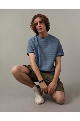 تي شيرت AE مخطط منقوش كبير الحجم