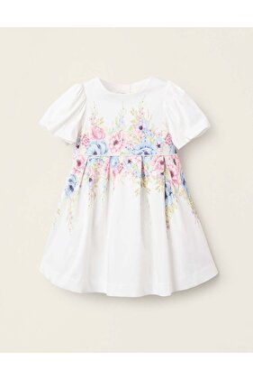 فستان زهري مع حجم للبنات الصغيرات، أبيض