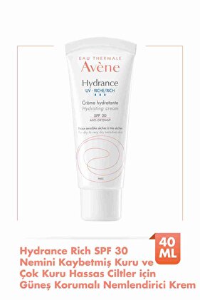 Hydrance Rich SPF30  Kuru ve Hassas Ciltler için Güneş Korumalı Nemlendirici Krem 40 ml