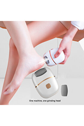 white 1 PC Electric Foot Grinder, Rechargeable Thick Leather Polishing Foot Grinder, and 2 Different