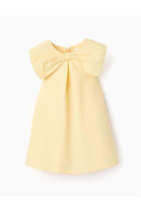 فستان ماكسي بنقشة فيونكة للبنات الصغيرات، باللون الأصفر