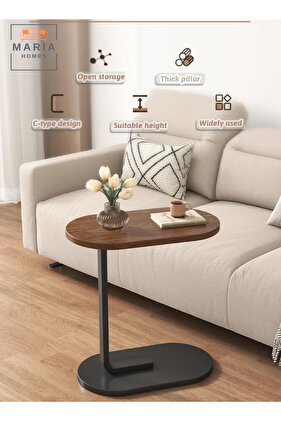 طاولة جانبية على شكل حرف C بإطار معدني وطاولة قهوة وطاولة نهاية أريكة وحامل كمبيوتر محمول لغرفة المعيشة