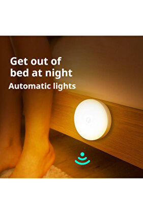 Warm White 1pc Motion Sensor Night Light - Wireless LED Detector Lamp for Bedroom, Staircase, Closet