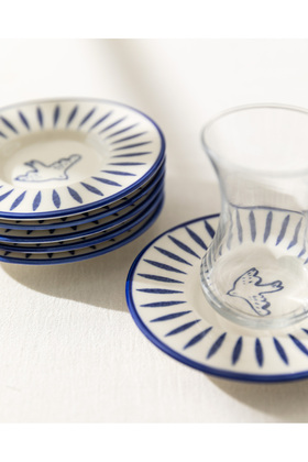 طقم أطباق شاي Luxe Oiseau مكون من 6 قطع