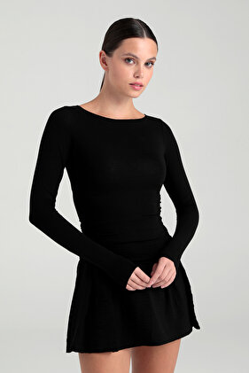 Ultra Soft Kayık Yaka Bluz Siyah