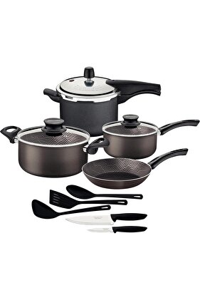 Since 1911, Made In Brazil - Paris 12 Pieces Lead-colored Aluminum Cookware Set