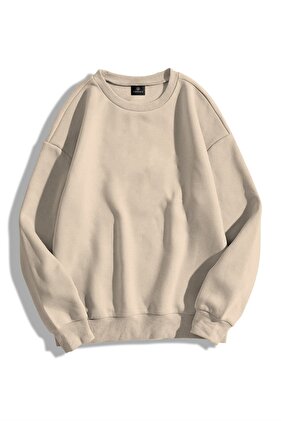 Unisex Basic Bisiklet Yaka Sweatshirt Hoodie