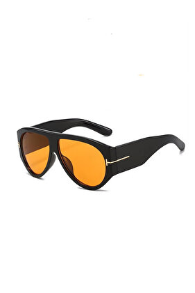 Tdate Büyük Tasarım Güneş Gözlüğü - Siyah Turuncu