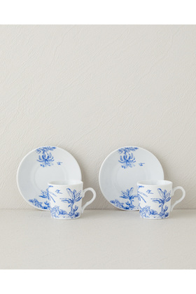 بورسلين بابي - طقم فناجين قهوة أزرق مكون من 4 قطع