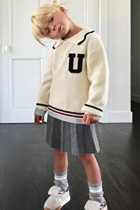 طقم تنورة سويت شيرت شتوية للفتيات من المدرسة القديمة