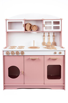 طقم مطبخ خشبي إليزيا – مع إضاءة LED، طقم تقديم مكون من 9 قطع