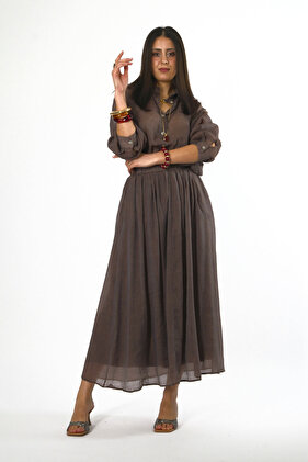 طقم تنورة قميص بجيب شفاف للسيدات