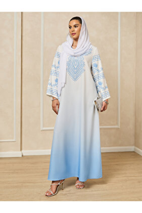 جلابية بطبعة أومبري على شكل حرف A وأكمام واسعة