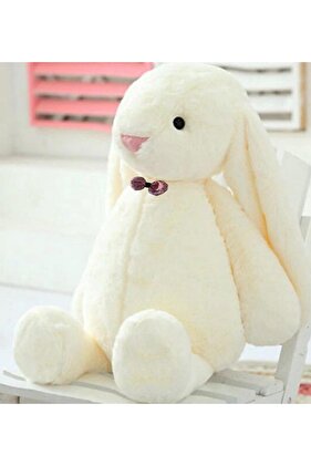 أرنب قطيفة بطول 65 سم بأذن طويلة مع ربطة عنق على شكل فيونكة - صديقي النائم