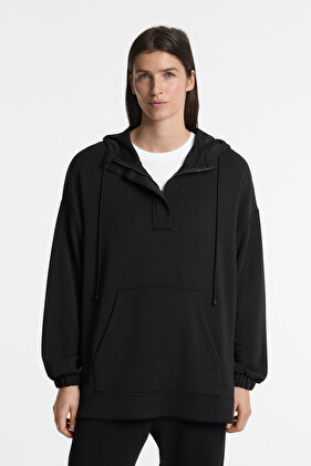 Yumuşak Dokulu Fermuarlı Oversize Modal Sweatshirt