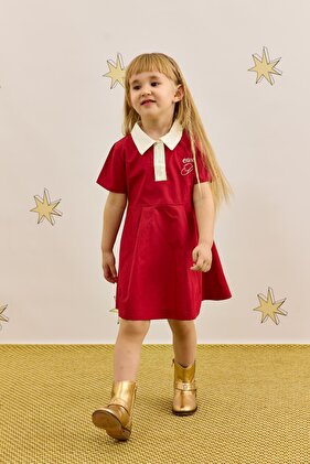 Polo Yaka Elbise Kırmızı